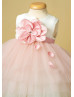 Pink Tulle Handmade Flower Flower Girl Dress